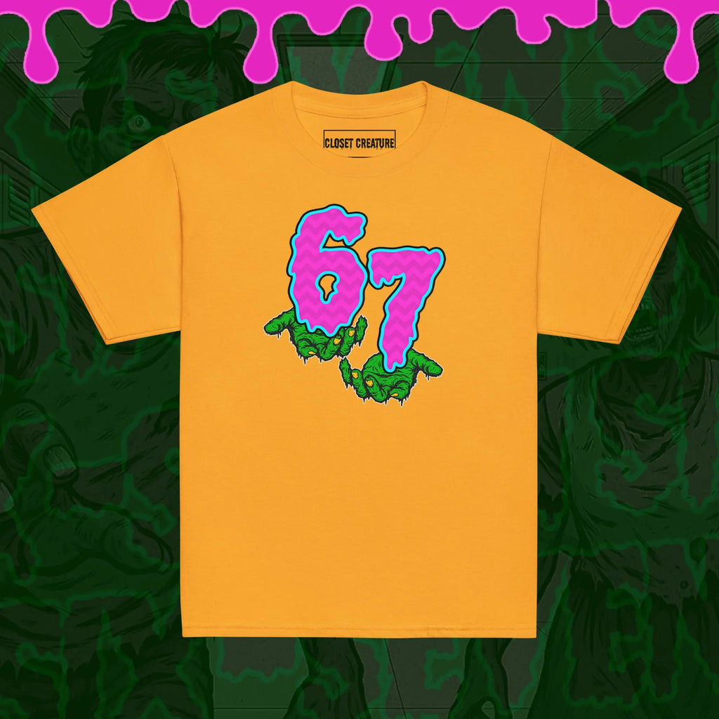 Slimehands 67 Kids Graphic T-Shirt – Meme Monster Design for only product_variant_lowest at Closet Creature