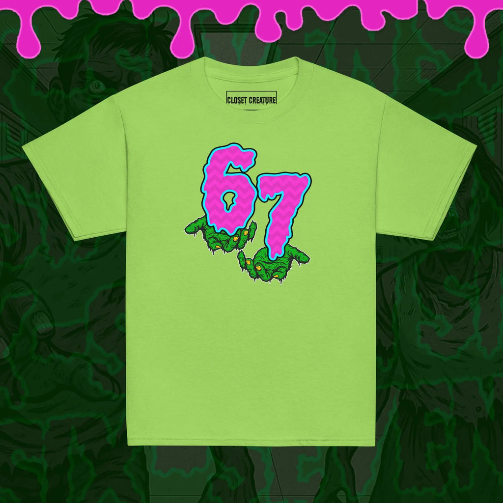 Slimehands 67 Kids Graphic T-Shirt – Meme Monster Design for only product_variant_lowest at Closet Creature