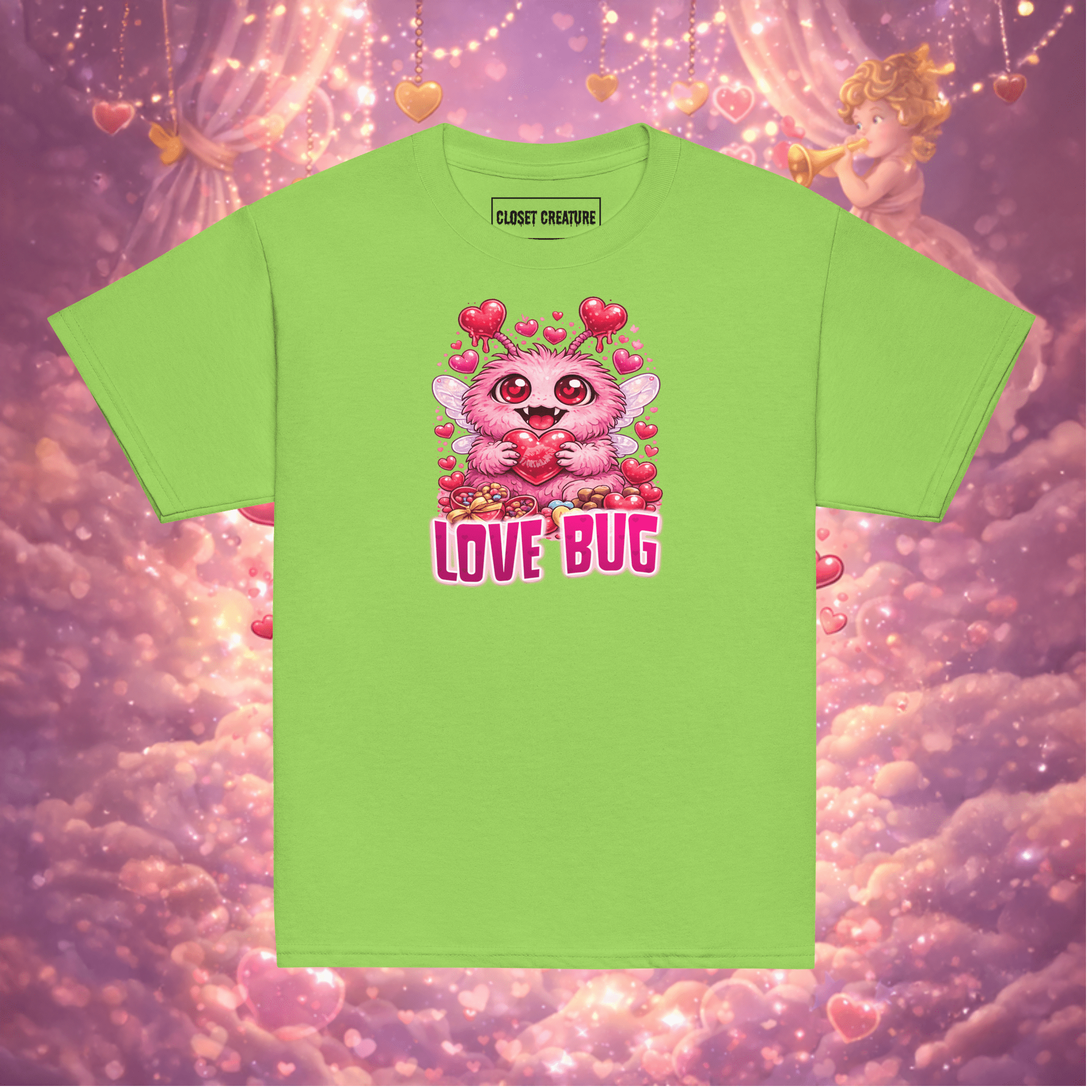 Love Bug Valentine’s Day Kids Graphic T-Shirt for only product_variant_lowest at Closet Creature