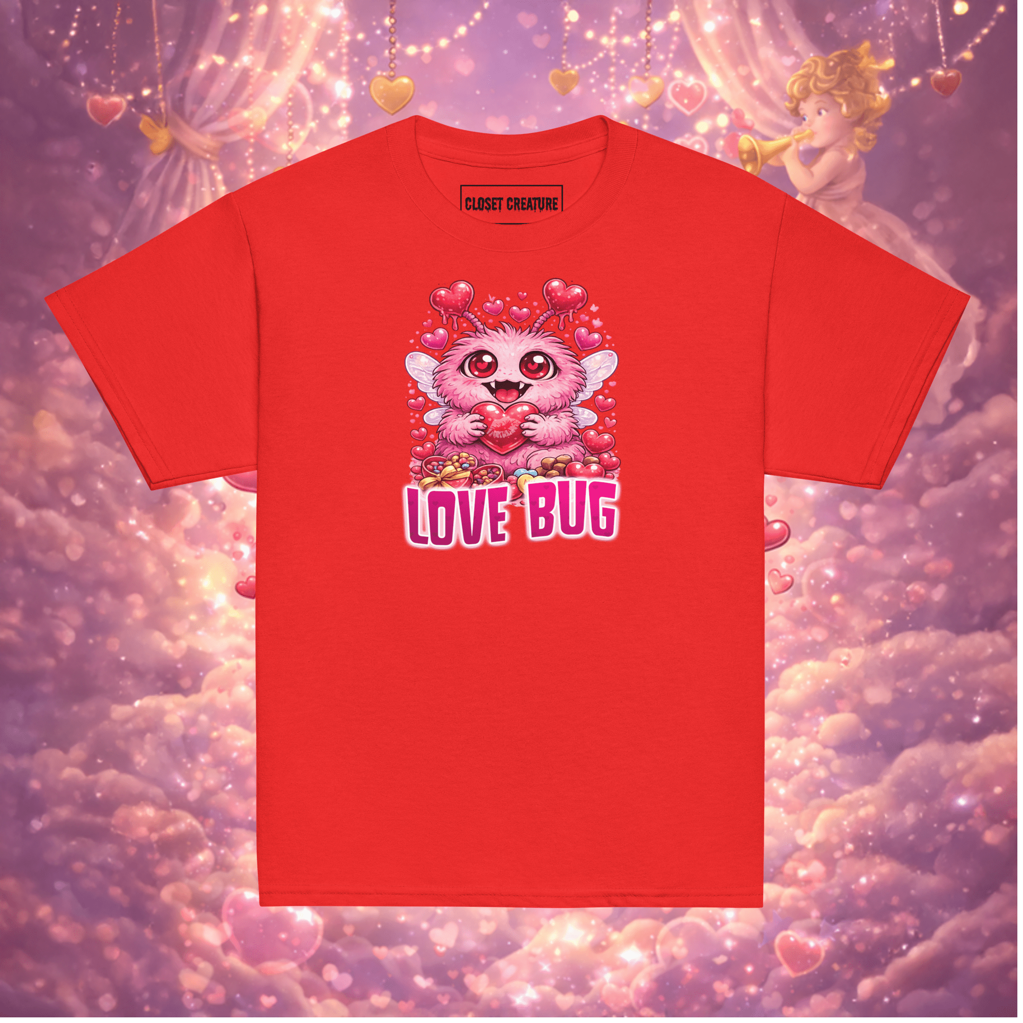 Love Bug Valentine’s Day Kids Graphic T-Shirt for only product_variant_lowest at Closet Creature