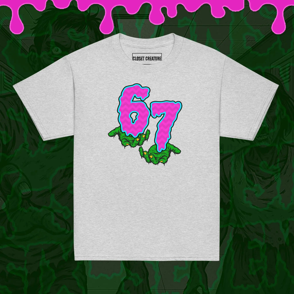 Slimehands 67 Kids Graphic T-Shirt – Meme Monster Design for only product_variant_lowest at Closet Creature